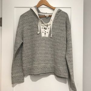 Hooded lace up sweater